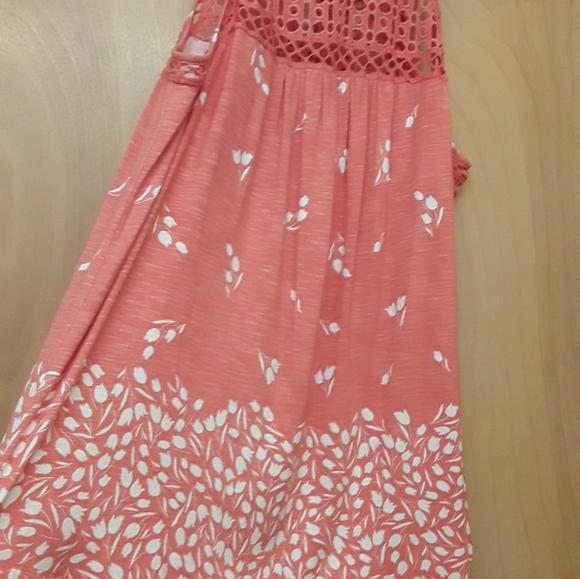 Daniel Rainn Anthro Pink White Floral Boho Crochet Tank Top S - Picture 9 of 9